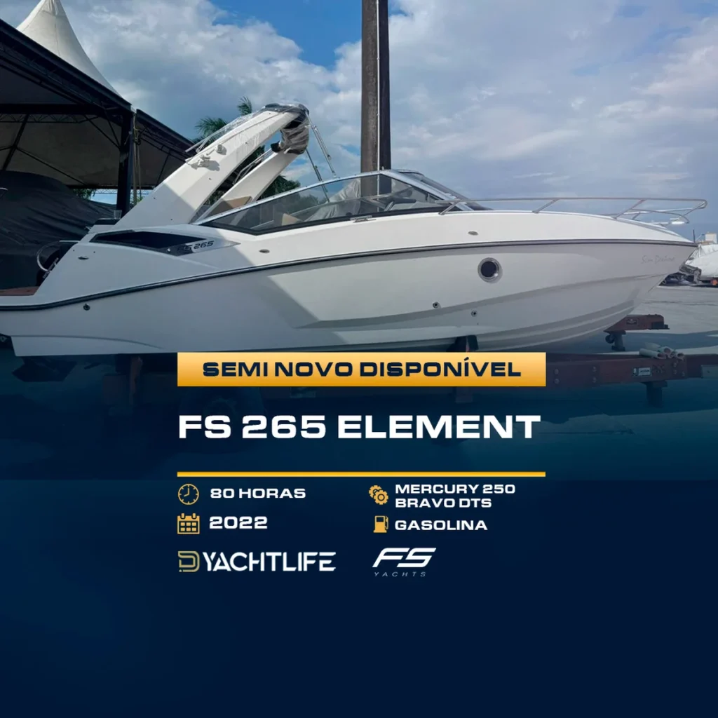 FS 265 ELEMENT 80 HORAS MERCURY 250 BRAVO DTS 2022 GASOLINA YACHTLIFE SCHAEFER YACHTS